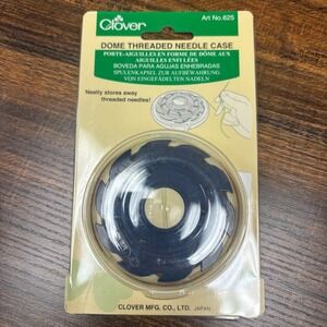 Clover Dome Threaded Needle Case Art No 625 Sewing Quilting Storage Navy Blue